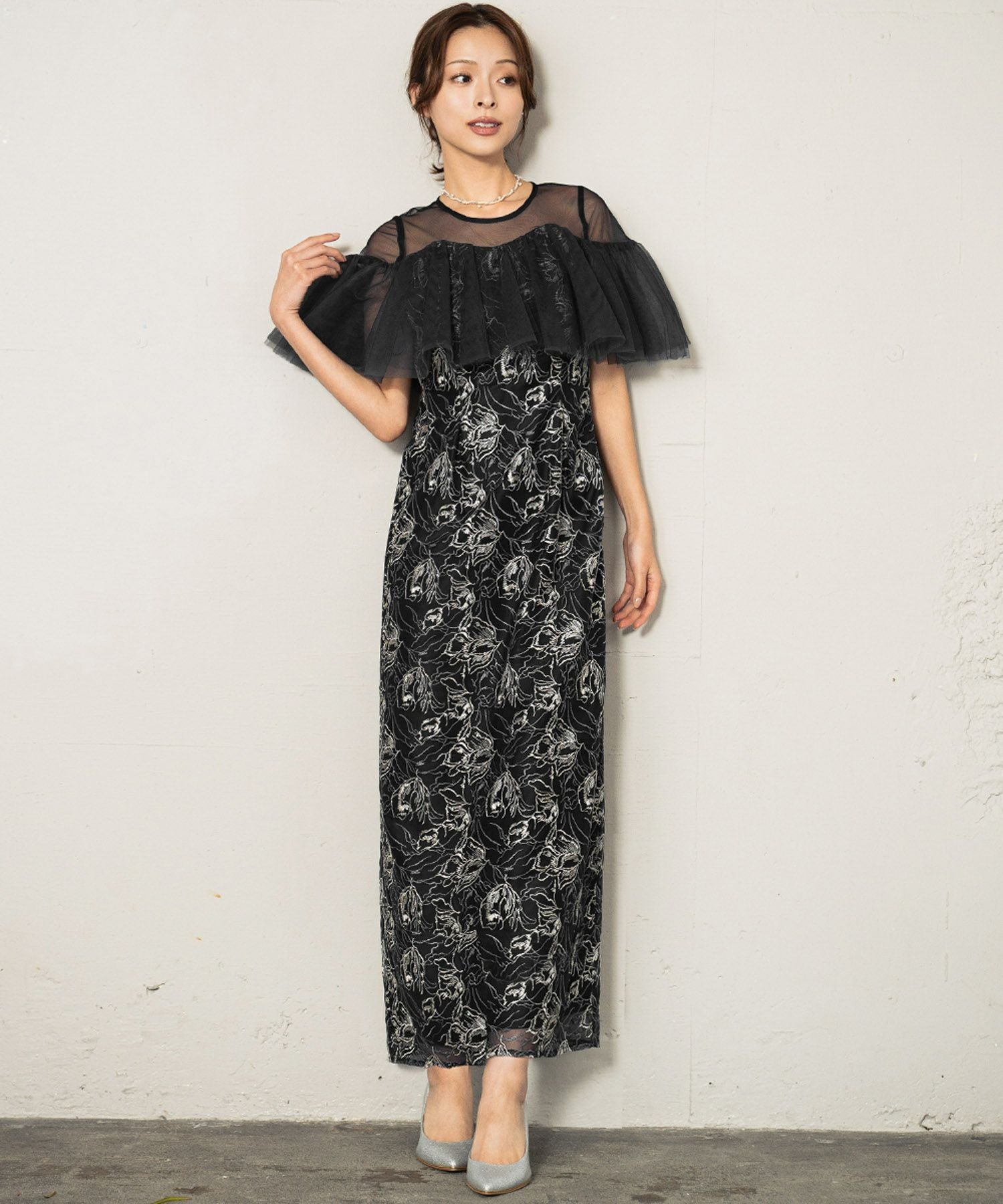 結婚式・お呼ばれ対応 | オフショル風スリーブ×レースドレス