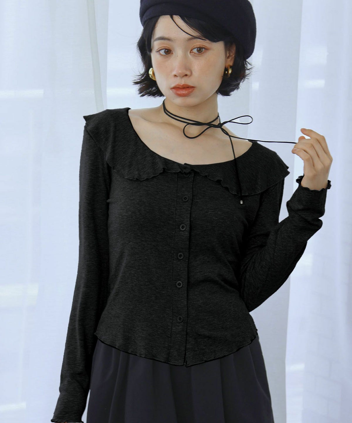 身長：157cm　着用サイズ：FREE　B：82 / W：63 / H：87