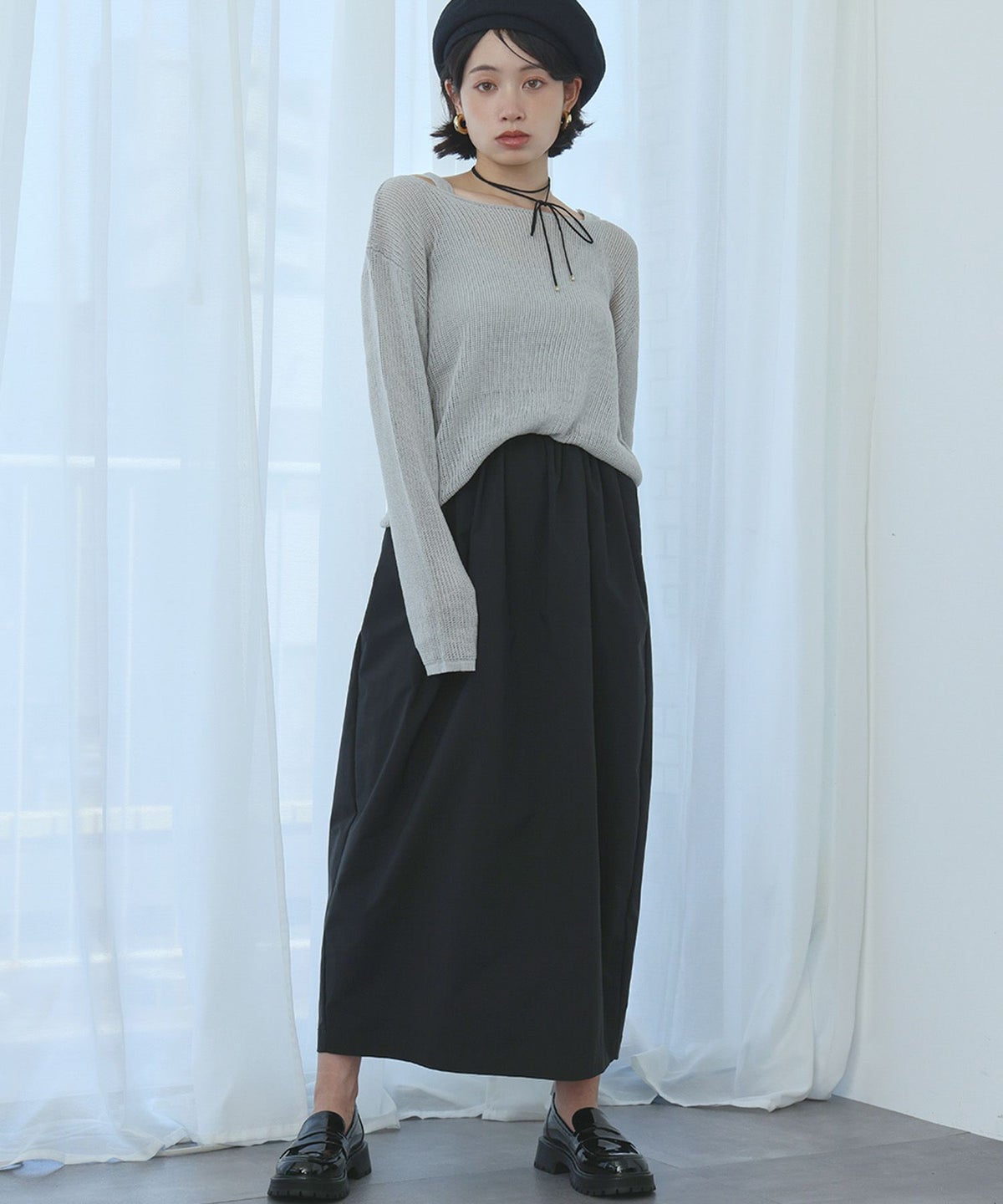 身長：157cm　着用サイズ：FREE　B：82 / W：63 / H：87