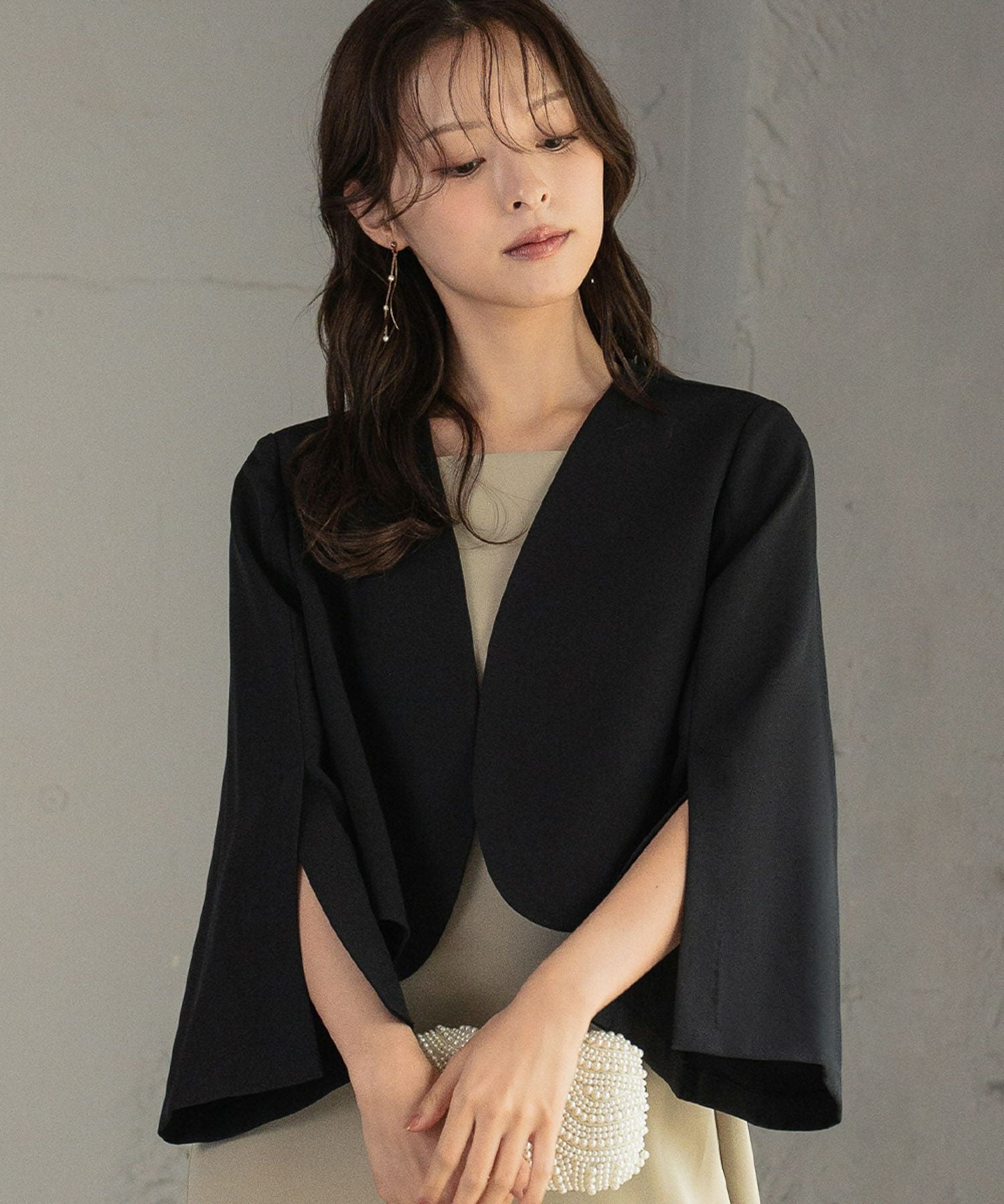 結婚式・お呼ばれ対応 | スリットスリーブノーカラージャケット