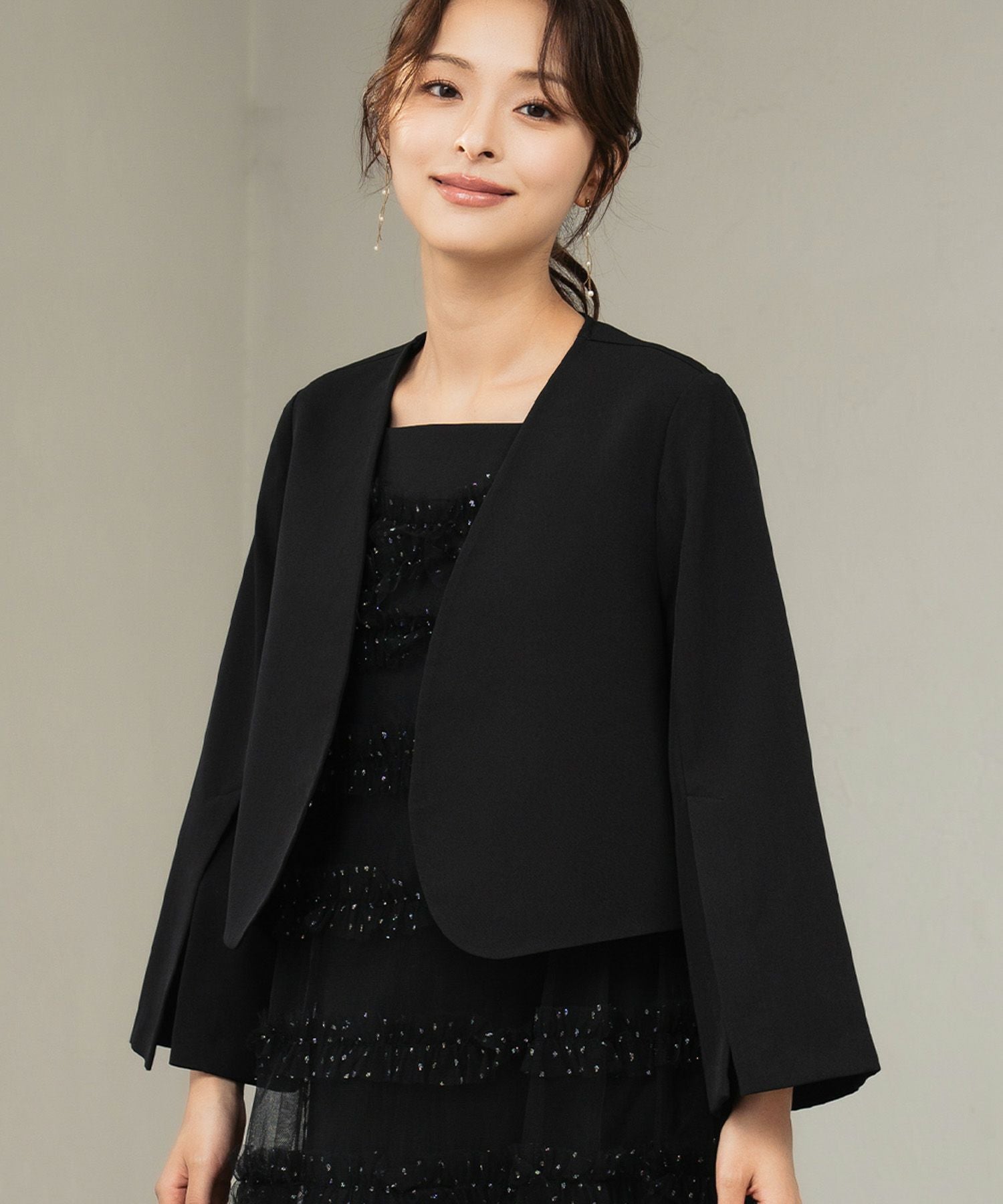 結婚式・お呼ばれ対応 | スリットスリーブノーカラージャケット