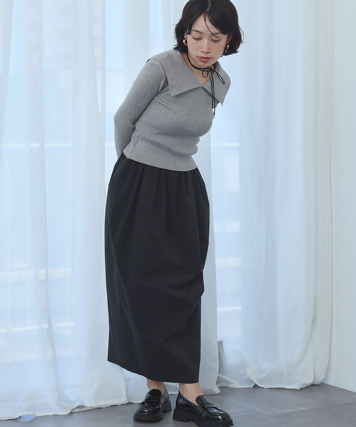 身長：157cm　着用サイズ：FREE　B：82 / W：63 / H：87