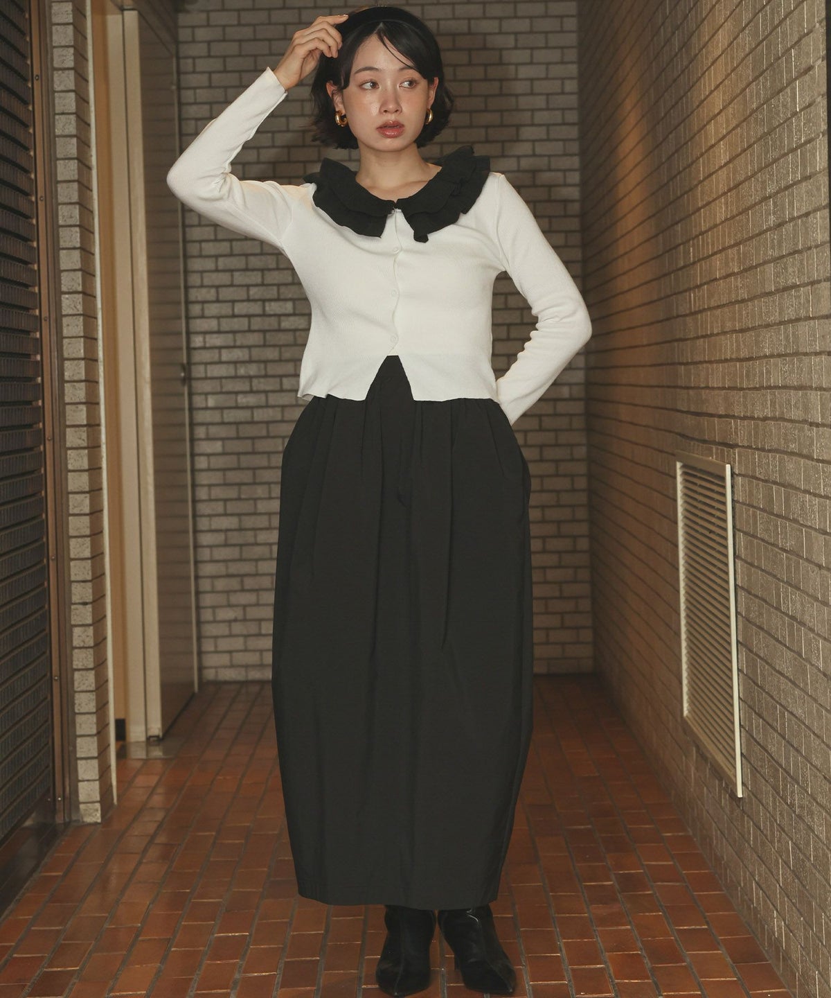 身長：157cm　着用サイズ：FREE　B：82 / W：63 / H：87