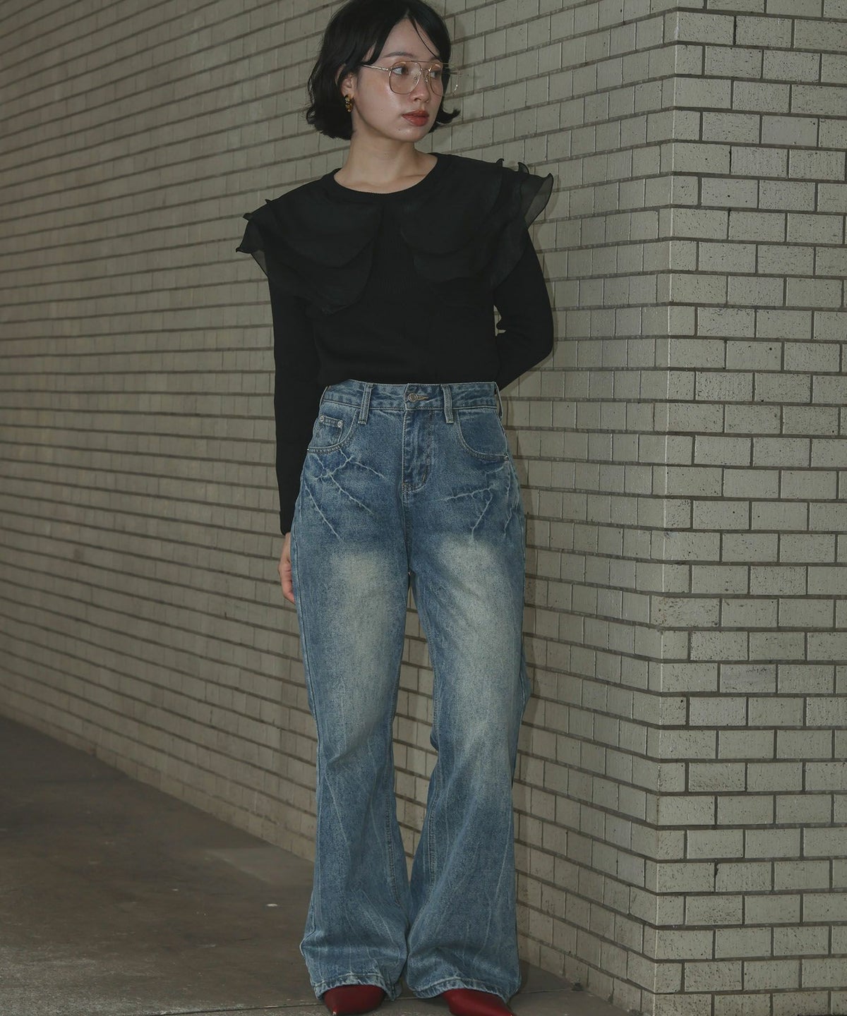 身長：157cm　着用サイズ：FREE　B：82 / W：63 / H：87