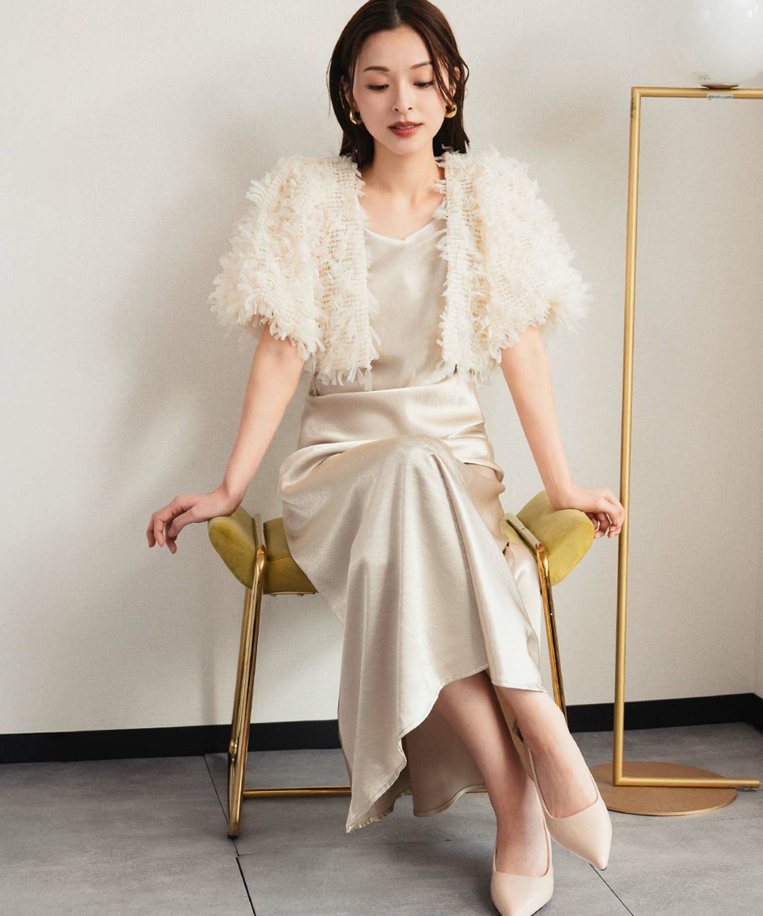 結婚式・お呼ばれ対応 | シャギーショート丈ボレロ - パーティードレス
