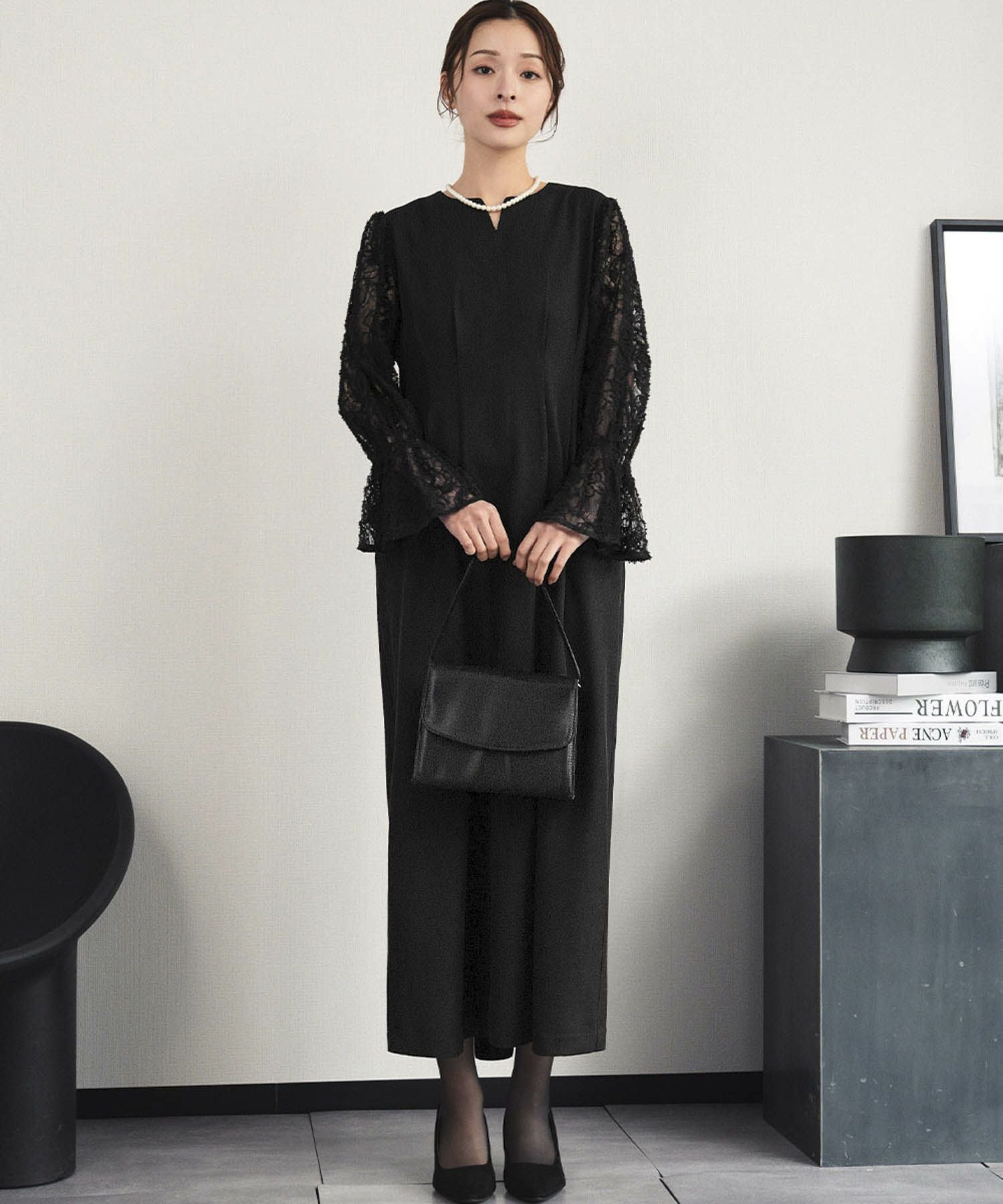 入学式・卒業式・七五三対応 | レーススリーブワンピーススーツ