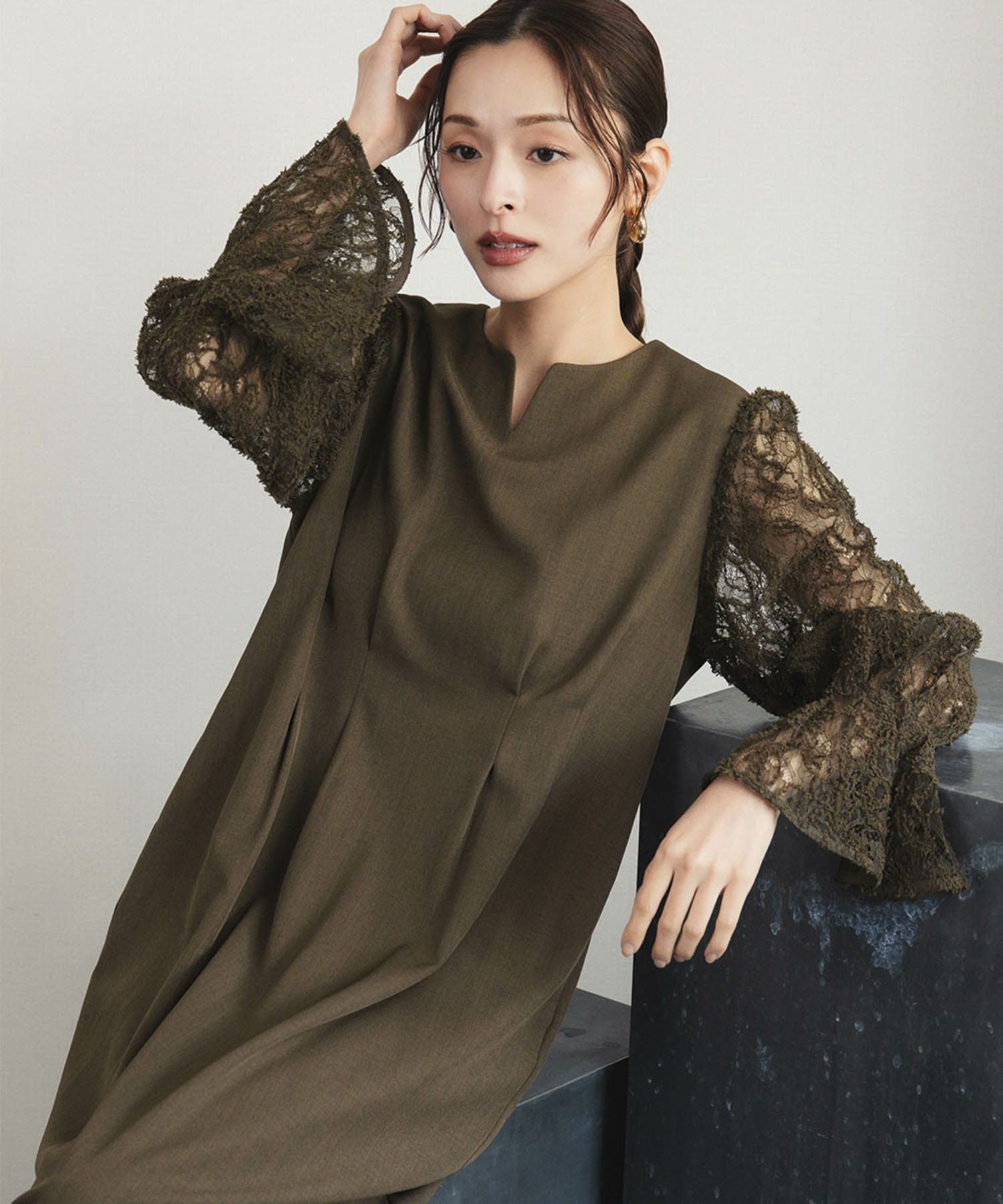 入学式・卒業式・七五三対応 | レーススリーブワンピーススーツ