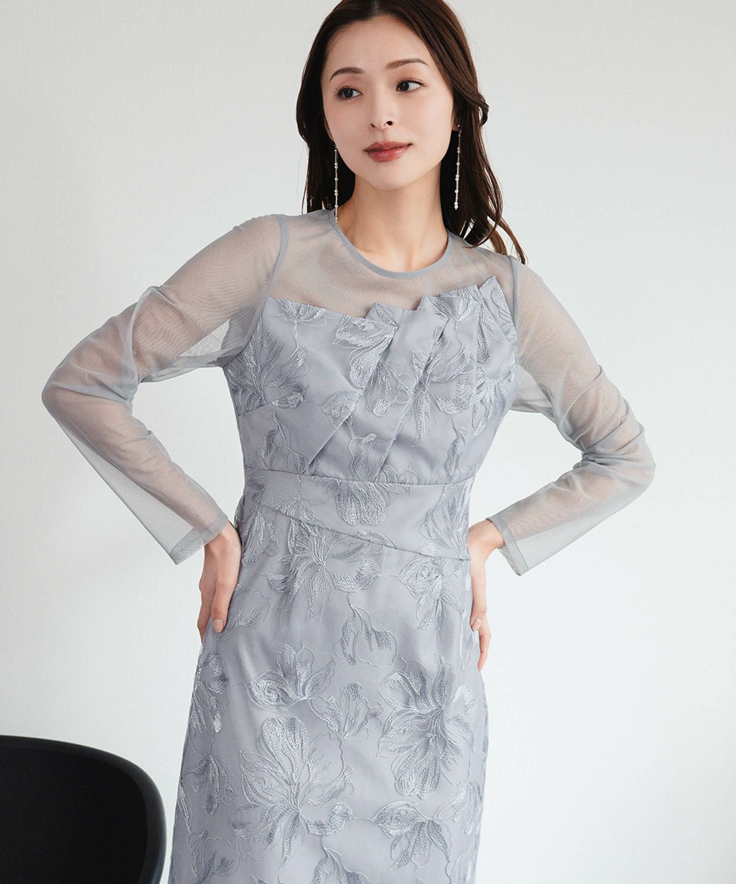結婚式・お呼ばれ対応 | フラワー刺繍ワンピースパーティードレス