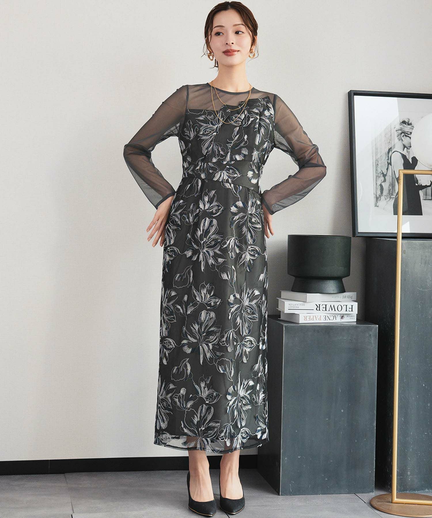 結婚式・お呼ばれ対応 | フラワー刺繍ワンピースパーティードレス