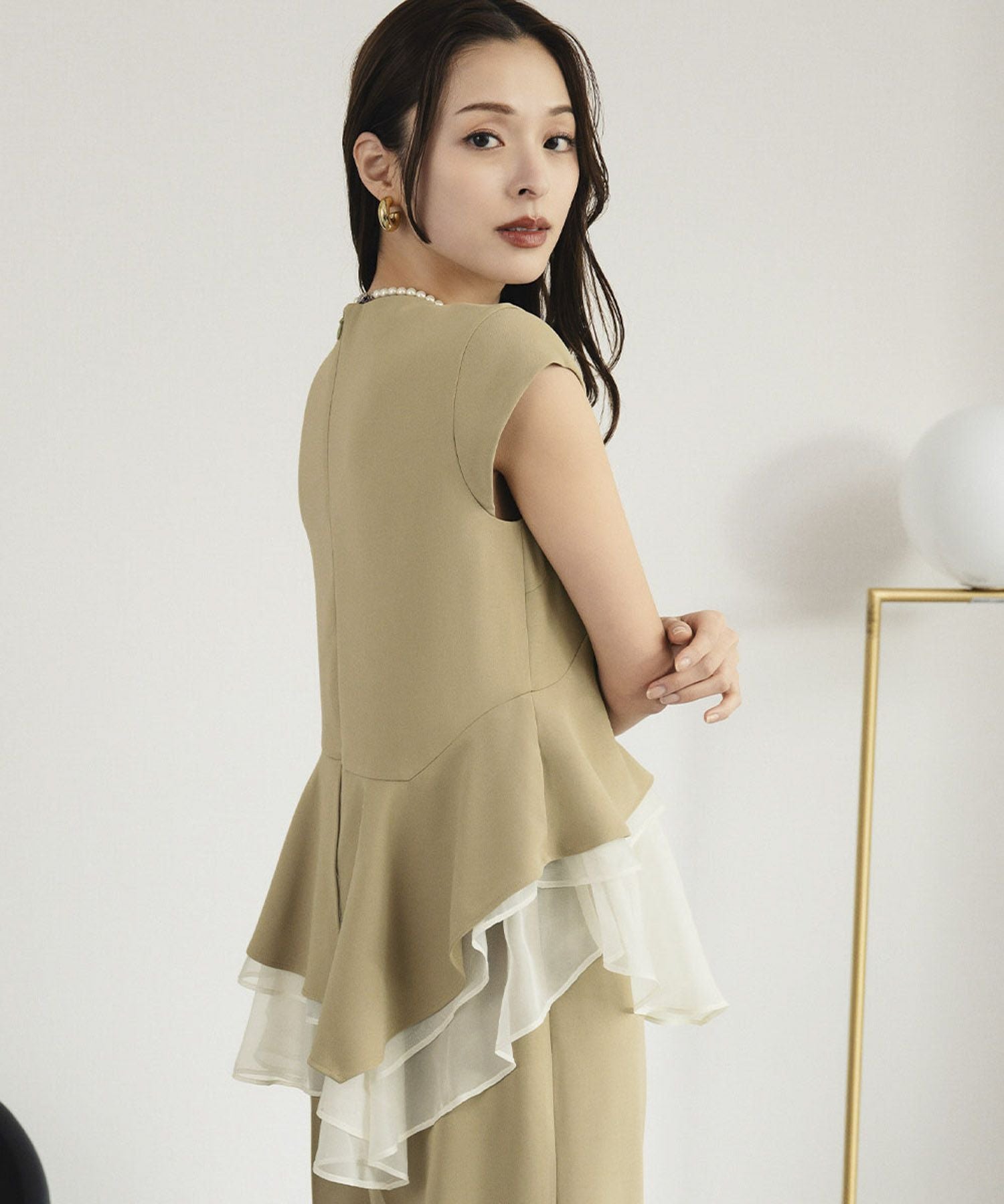 結婚式・お呼ばれ対応 | シアーフリルオールインワンパンツドレス