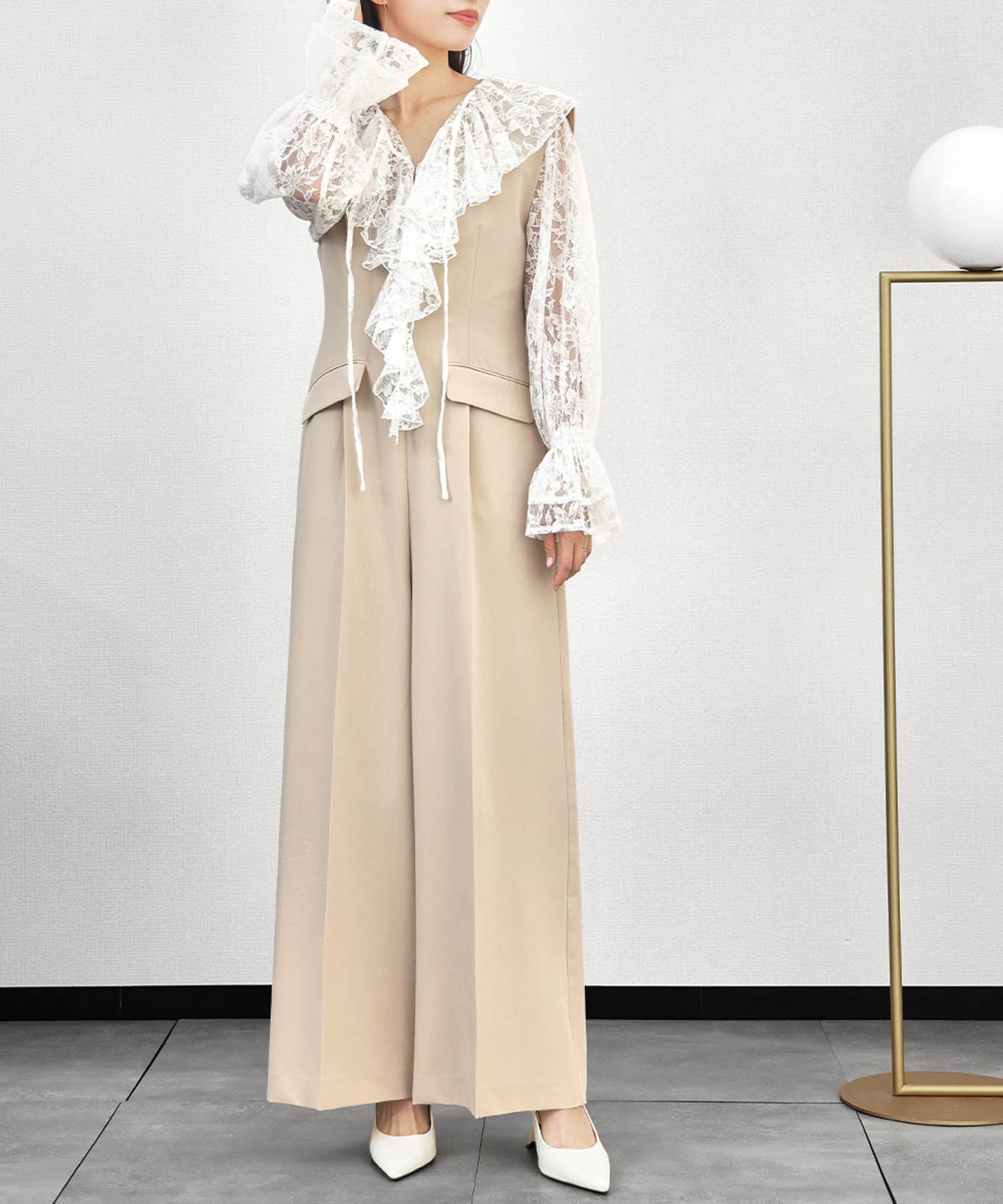 結婚式・お呼ばれ対応 | レーストップス付きオールインワンドレス