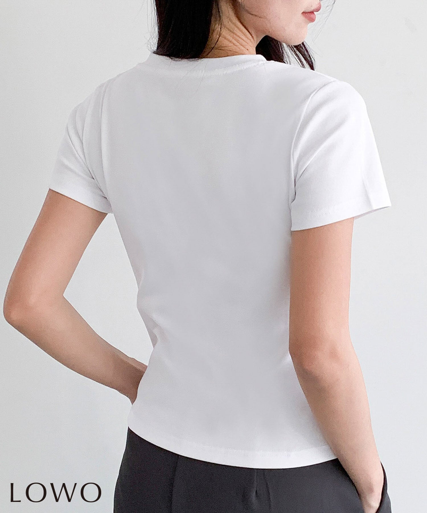 デイリー・カジュアル対応 | コットン混Vネックショート丈Tシャツ