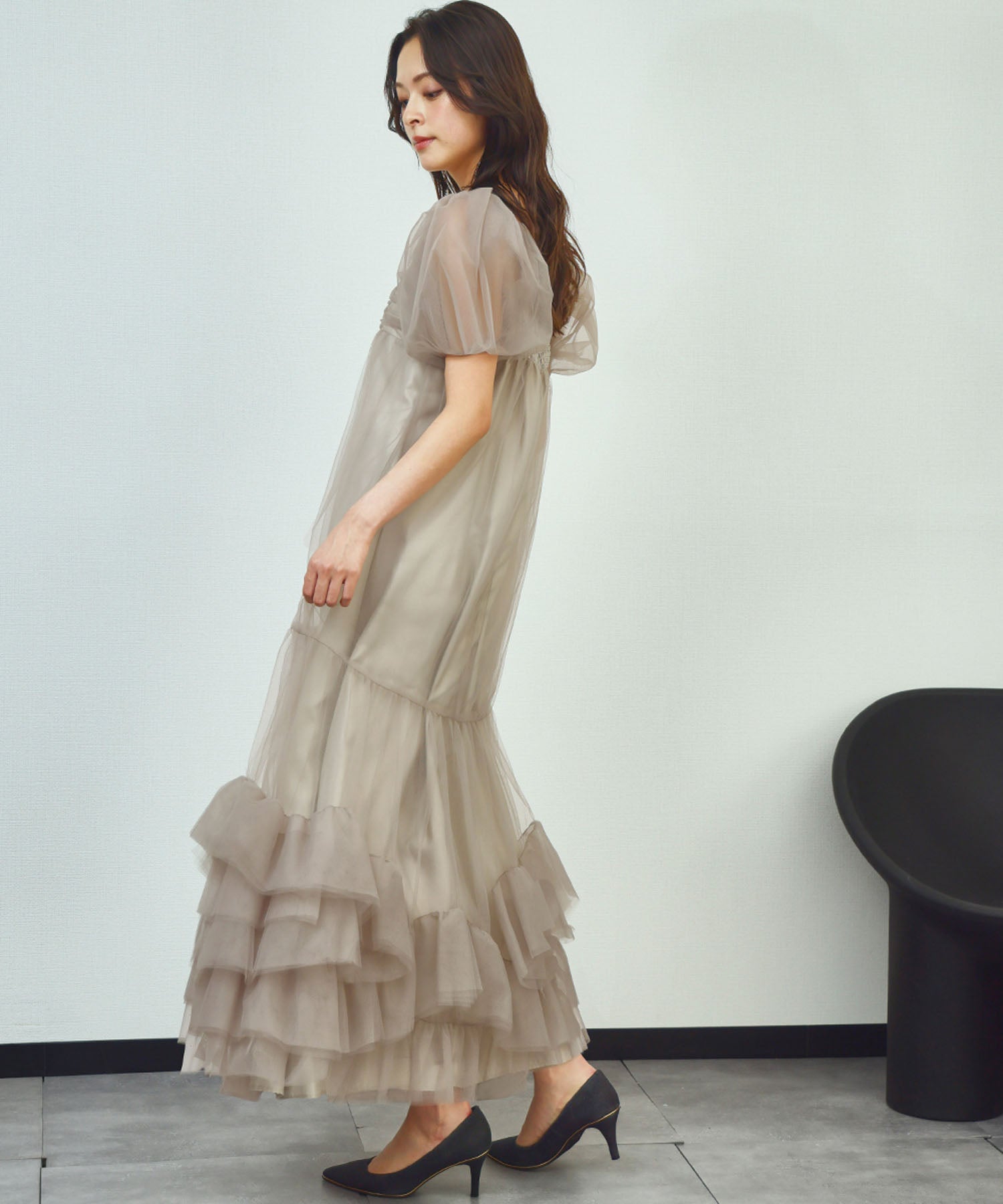結婚式・お呼ばれ対応 | チュールパフスリーブエンパイアドレス