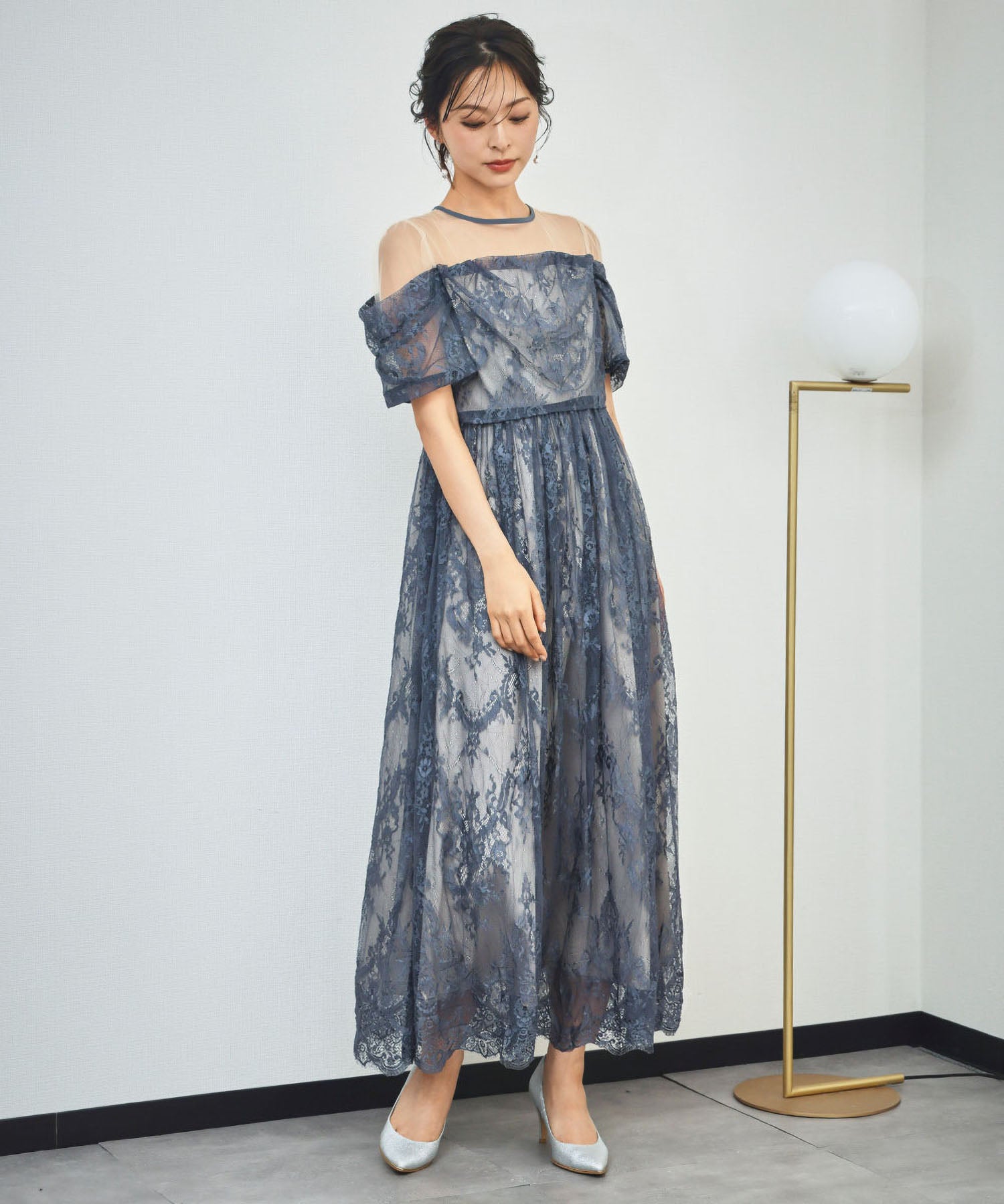 お値下☆オフショルダー・レース 結婚式お呼ばれドレス 結婚式・お呼ばれ対応 | 総レースオフショルダーワンピースドレス