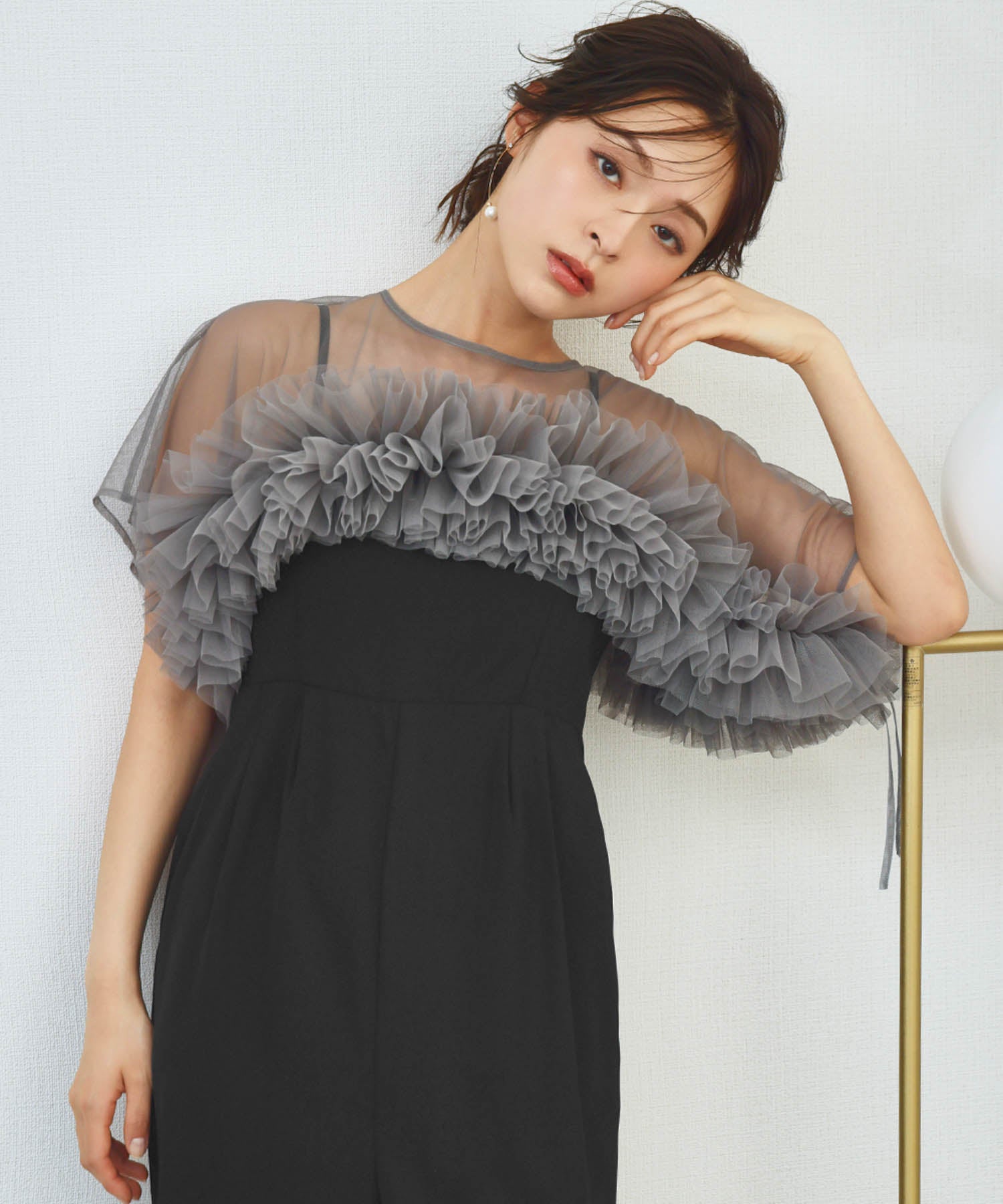 結婚式・お呼ばれ対応 | 2WAYチュールフリルショート丈ブラウス