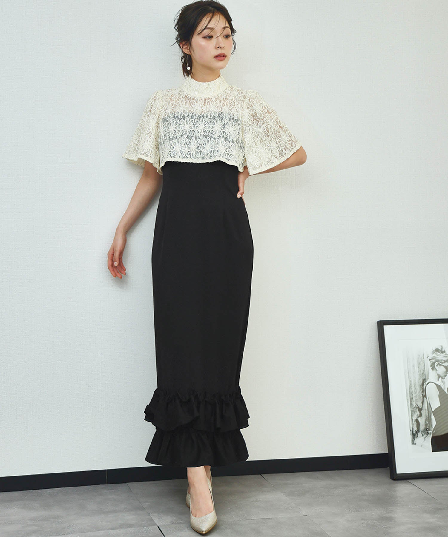 結婚式・お呼ばれ対応 | レースボレロドッキングロングワンピース