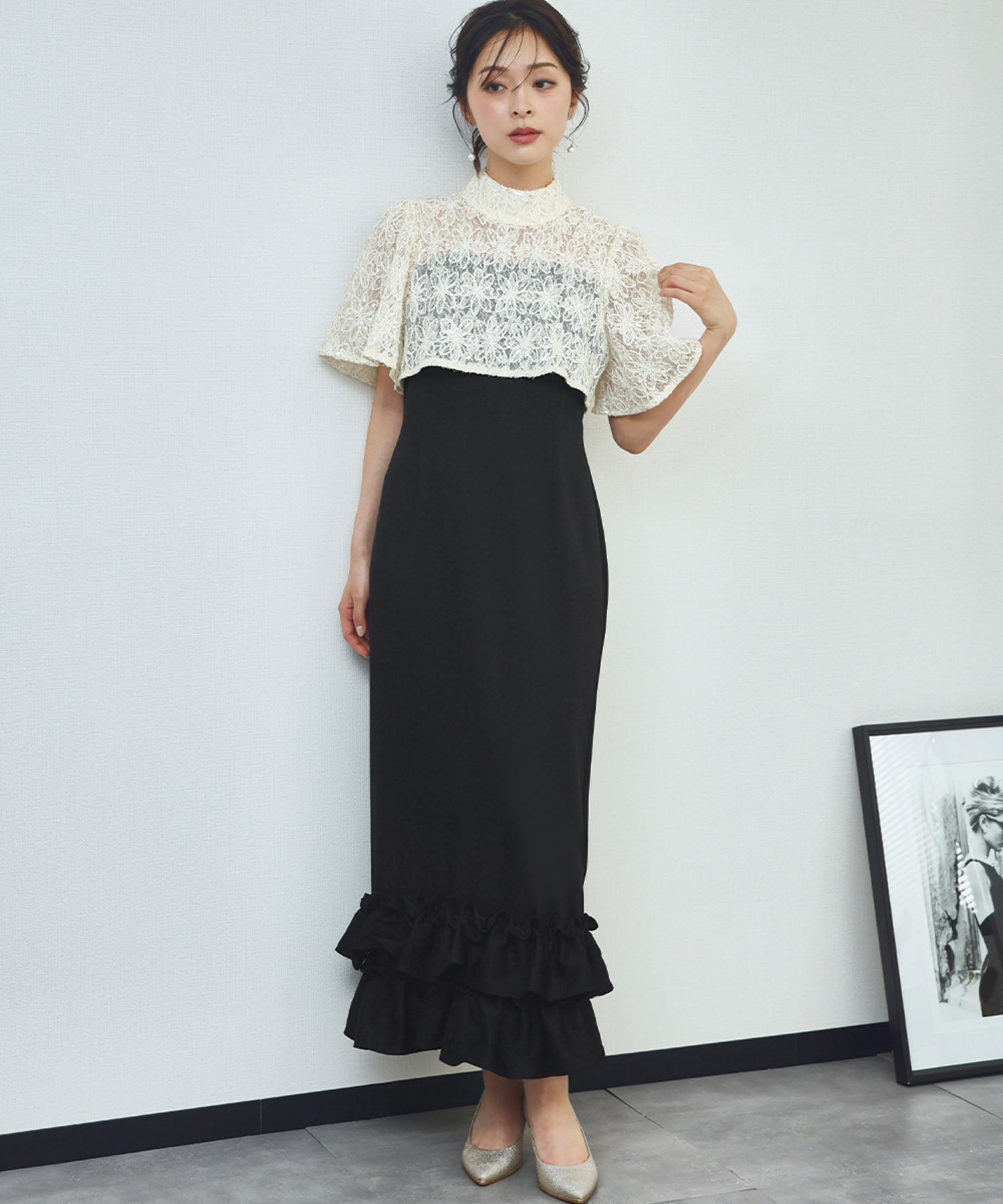 結婚式・お呼ばれ対応 | レースボレロドッキングロングワンピース
