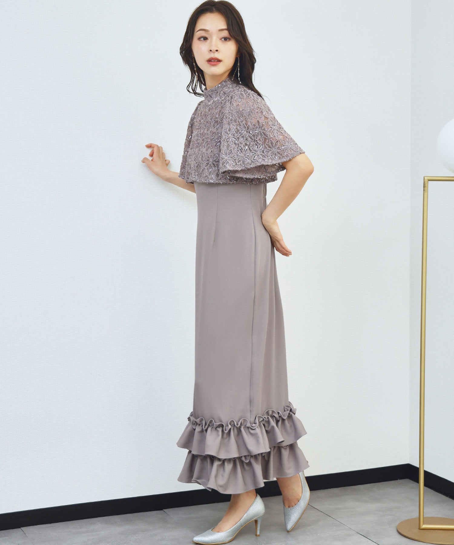 結婚式・お呼ばれ対応 | レースボレロドッキングロングワンピース