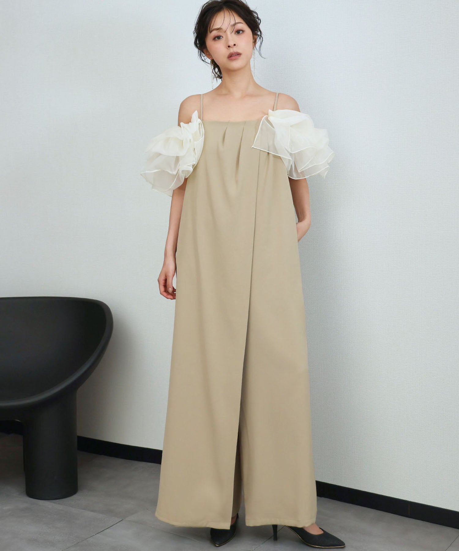 結婚式・お呼ばれ対応 | つけ袖付き2WAYオールインワン - パーティー