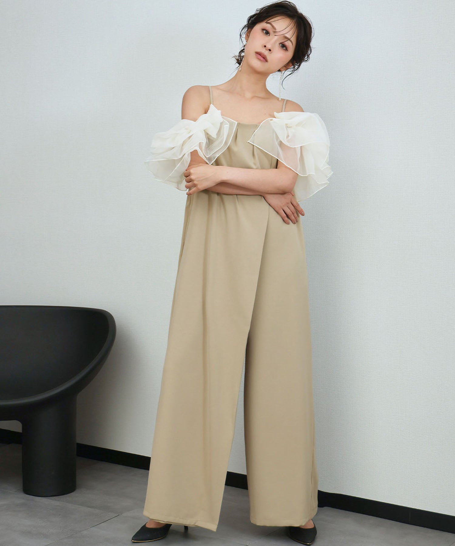 結婚式・お呼ばれ対応 | つけ袖付き2WAYオールインワン - パーティー