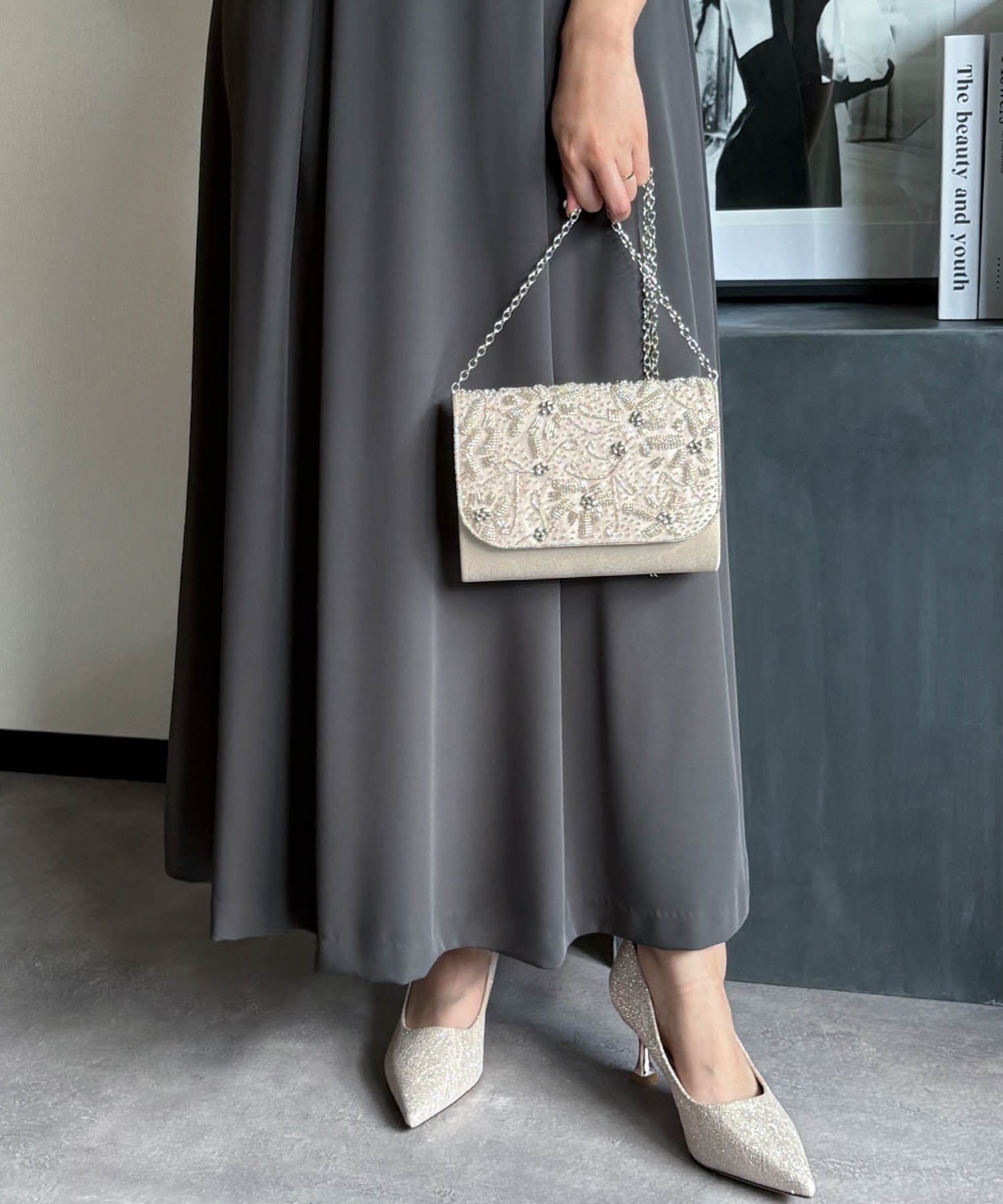 結婚式・お呼ばれ対応 | ビーズ刺繍ボタニカル2WAYパーティーバッグ