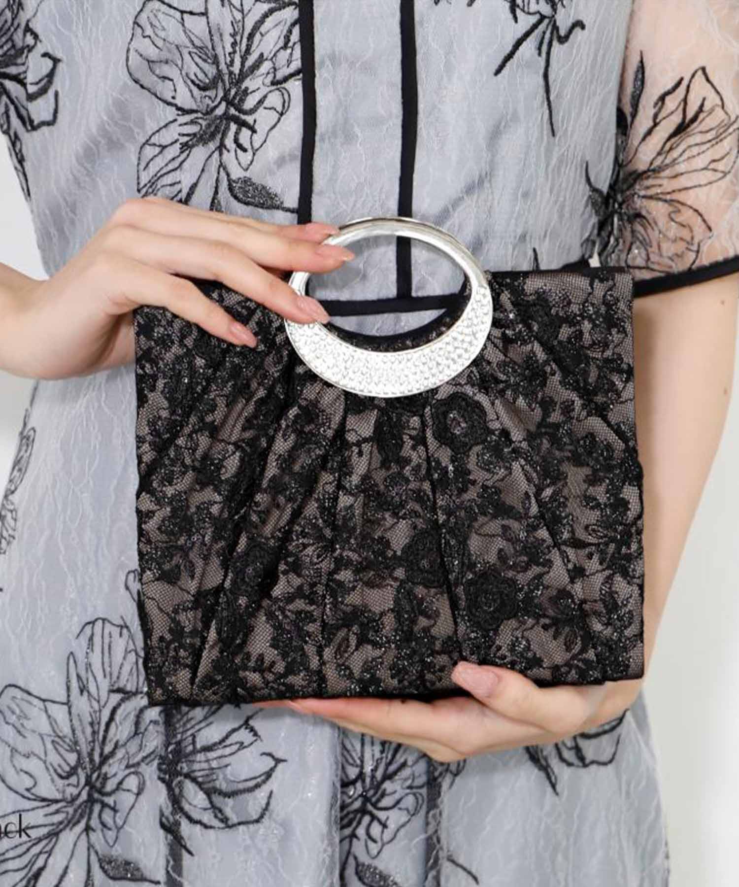 結婚式・お呼ばれ対応 | レースリングハンドル2WAYパーティーバッグ