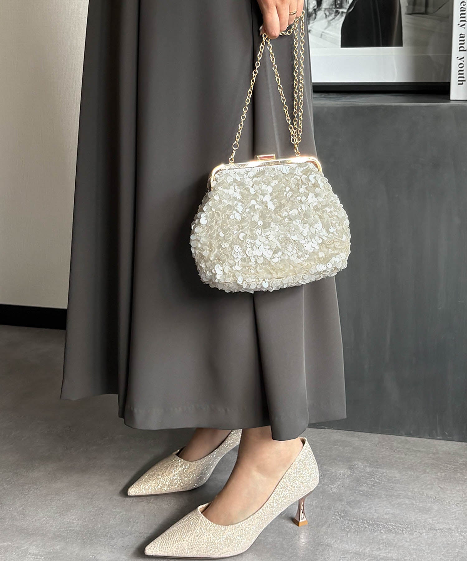 結婚式・お呼ばれ対応 | スパンコールがま口パーティーバッグ